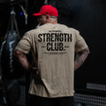 STRENGTH CLUB Oversized Loose Running T-Shirts Mens Gym Fitness Sports Half Sleeve T Shirt Training Bodybuilding Clothing Tee