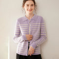 WinvyNee Women's Clothing Cashmere Wool O Neck Striped - View 7 | SAMAG