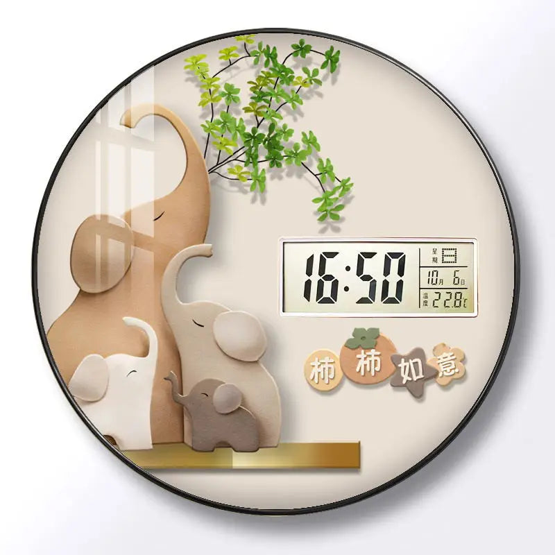 Modern wall clock for living room, home use, creative, silent, drill-free wall-mounted decorative painting electronic clock