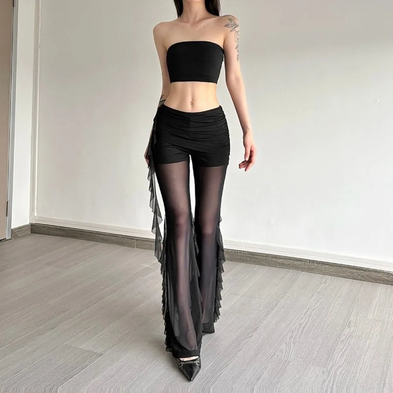 Sylcue Sexy See Through Long Pant Women High Waist - View 4 | SAMAG
