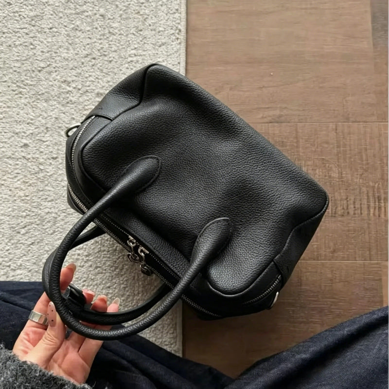 New Litchi Texture Women's Handbags PU Large Capacity Shoulder Bags Waterproof Bright Color Boston Toast Bags for Women 2026