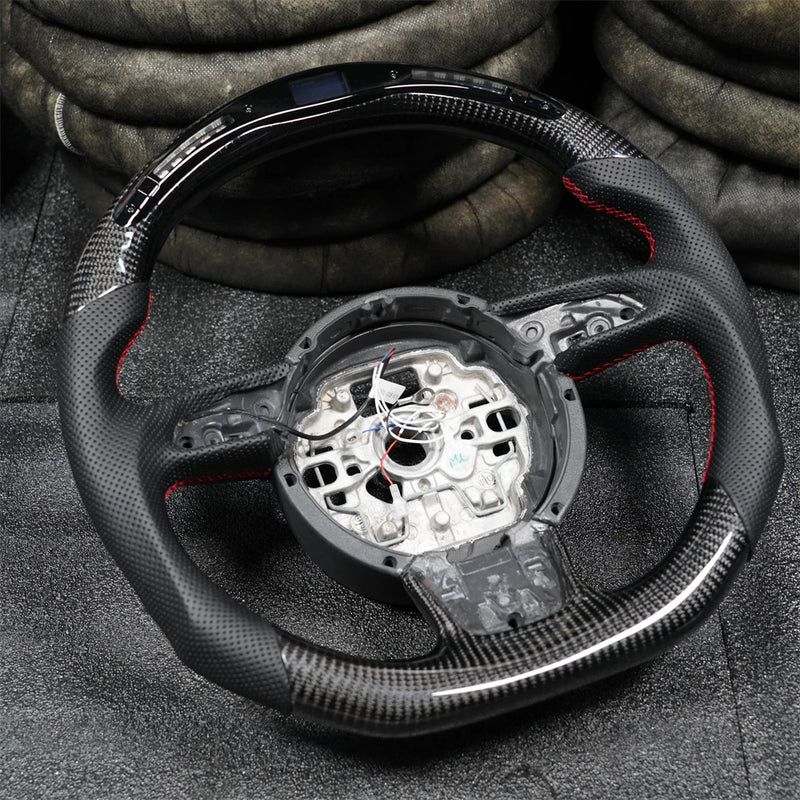 Carbon Fiber LED Car Steering Wheel Kit Suitable For Audi A3 A6 A7 S6 2012 2013 2014 2015 2016 Models Perforated Leather