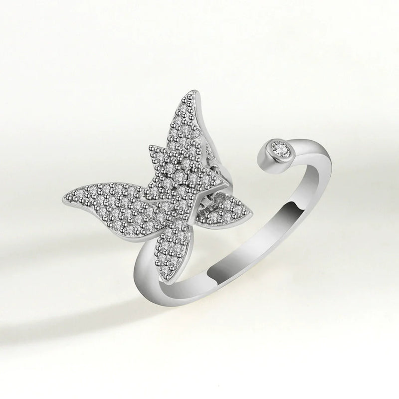 VENTFILLE 925 Sterling Silver Sunflower Diamond Zircon Rotatable Ring For Women Gift Relieve Stress Ring Jewelry Wholesale