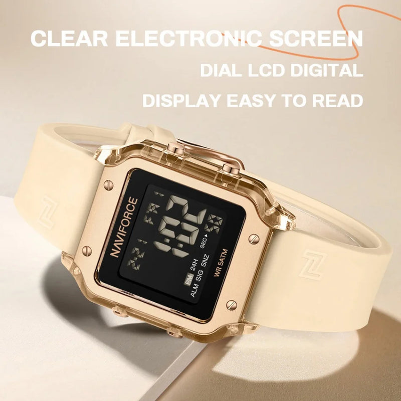 NAVIFORCE New Wristwatch for Women Multifunction Digital Waterproof Auto Date Display Silicone Strap Fashion Luxury Woman's Watc
