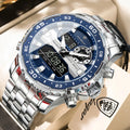 POEDAGAR Top LED Man Clock Waterproof Electronic Luxury Men's Watches Dual Time Display Digital Stainless Steel Men Quartz Watch