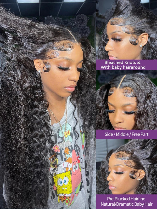 30 40 Inch Deep Wave Lace Front Wig 13x6 Hd Lace Frontal Wig 13x4 Curly Human Hair Wigs For Women Water Wave PrePlucked Lace Wig