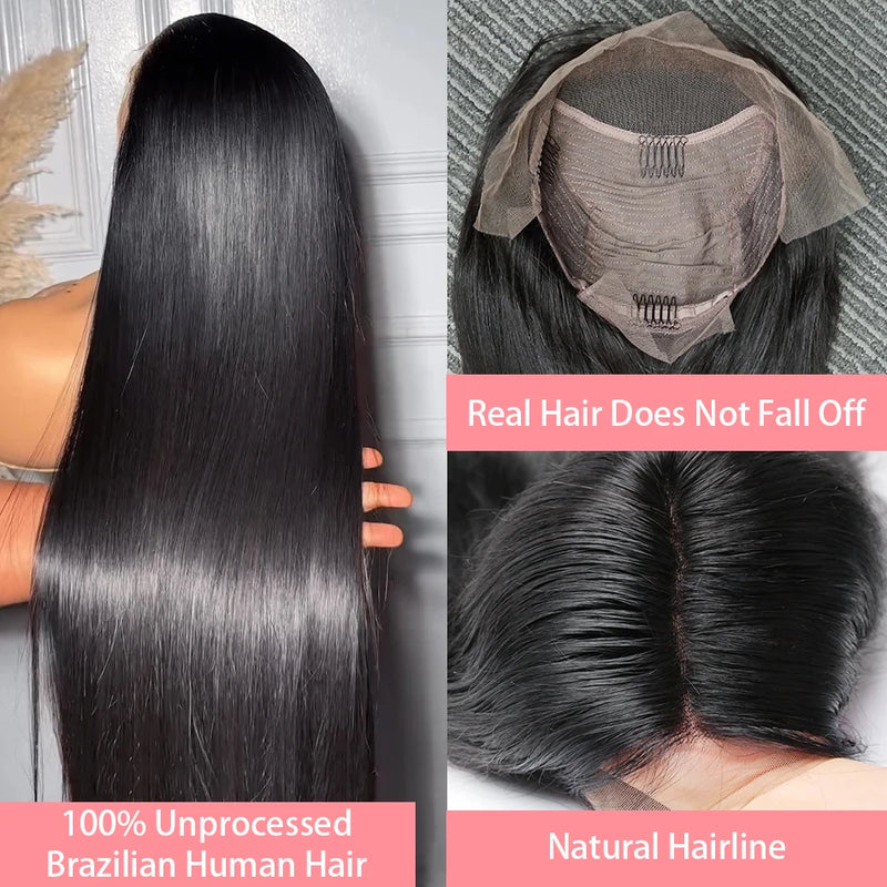 300% Density Straight 5x5 Glueless Human Hair Wigs 30 32 Inch 13x6 Lace Frontal Wig Brazilian Preplucked 13x4 4x4 Lace Front Wig