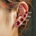 Lab Created Ruby Ear Stud 5-9mm Pigeon Blood with Inclusions Red Round Shape Single Stone S925 Silver Earrings Jewelry