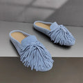 DIMANYU Women's Mules Shoes Genuine Leather 2026 New  Women Slippers Flat Tassel Closed-Toe Female Large Size Slippers Women 