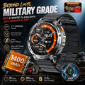 2026 New Military TANK 1400mAh Battery Smart Watch IP68 Waterproof LED Flashlight Heart Rate Sports tracker SOS Smart Watch Men