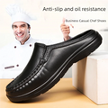 Chef shoes summer new plus size baotou half slippers non slip oil resistant business casual men's chef shoes breathable EVA shoe