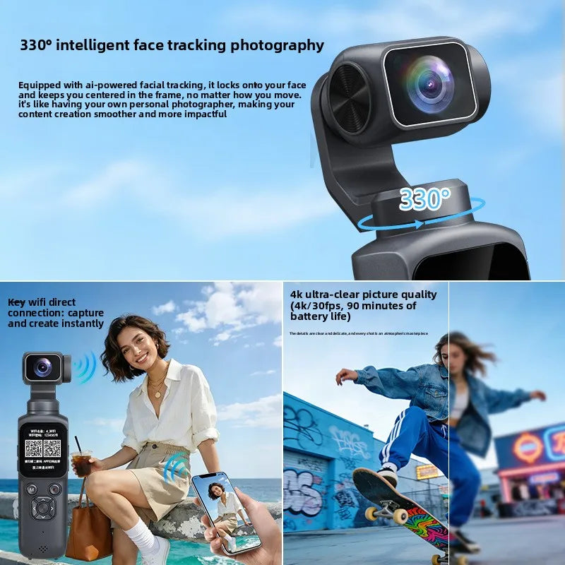4K WiFi Vlogging Camera 1.72" Touchscreen Mini DV Camcorder Portable Video Recorder for Sport Bike Travel Police Law Enforcement
