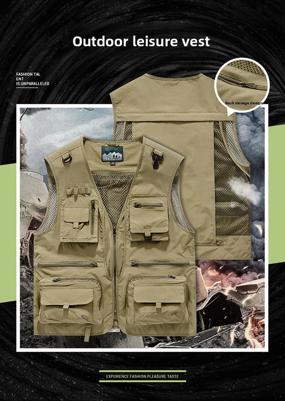 Men's Fishing Vest Breathable Multi Pocket Outdoor Mountaineering Cycling Camping Travel Photography Men's Sports Vest