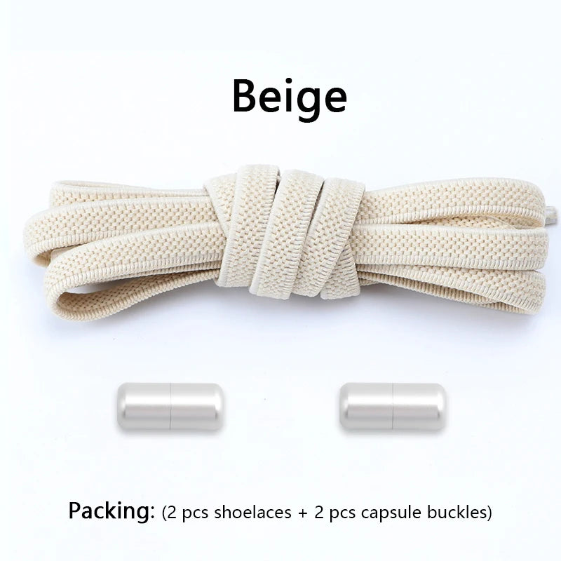 Flat Shoe Laces Without Ties Colored Matte Metal Lock Lazy Shoelaces for Men and Women Casual Shoes Elastic Shoelace 1 Pair