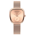 Local Shipping Women Watch With Stainless Steel Mesh Strap 34mm Rose Gold Dial Oval Clock Creative Timing - Visuel 10 | SAMAG
