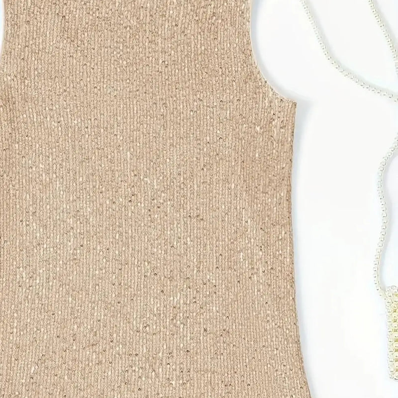 Sequined V-Neck Vest, Elegant and Sexy Sleeveless Top, Suitable for Summer and Spring, Women's Clothing