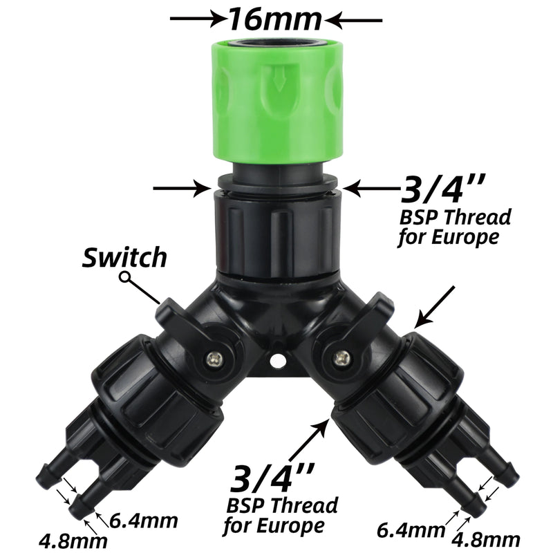 KESLA 1pcs Drip Irrigation Tap Adapter 2-Way 4-Way Splitter for Garden 1/4'' Hose Automatic Watering System Kit Bonsai Pot Plant