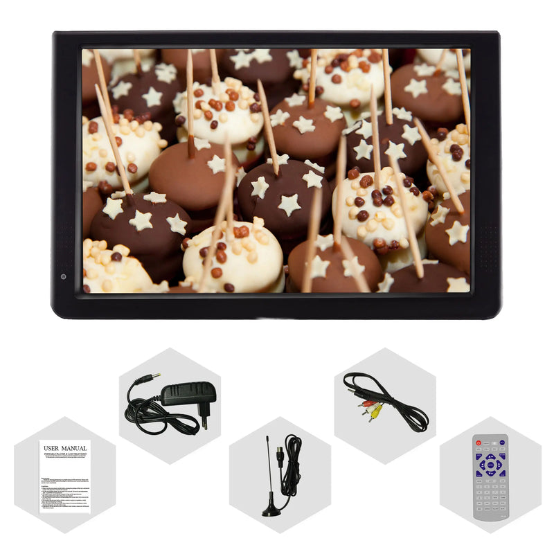 10 Inch LCD Monitor Portable TV Digital Television with Built-in Battery DC 12V for Car Outdoor Travel Support AV USB TF Card
