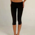 Women's Y2K Low Waist White Capri Leggings Fold Over Waistband Split Hem Solid Color Slim Fit Stretchy Cropped Leggings Buttery