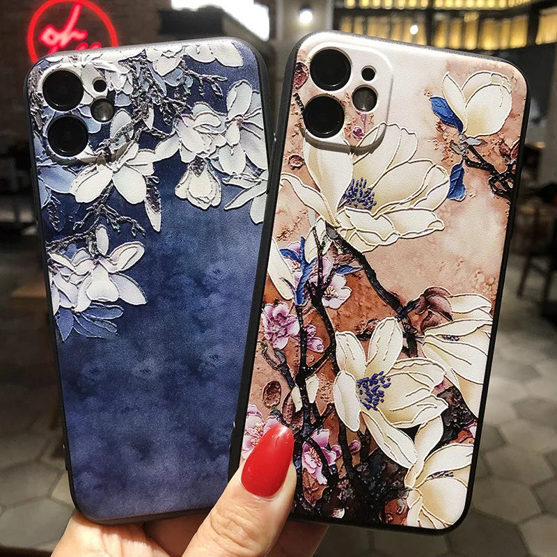 3D Flowers Emboss Fundas For iphone 16E Case iphone16 E Soft Silicone Phone Cases for iphone16 16 Back Cover Coque iphone16e Bag