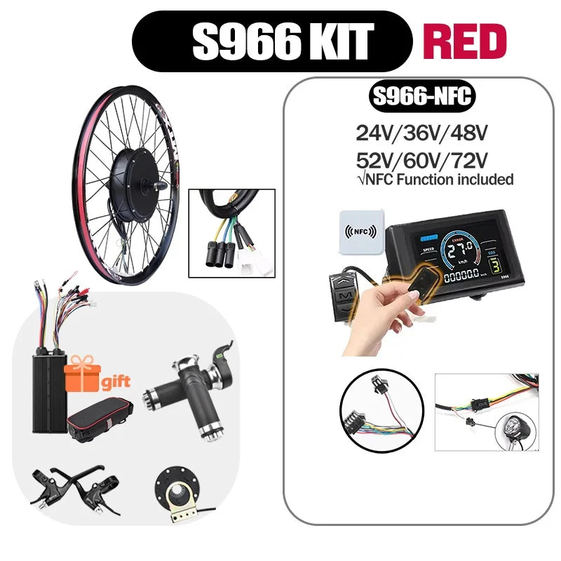 72V 5000W E-Bike Conversion Kit Brushelss Gearless Rear Wheel Hub Motor 2000W,3000W For Electric Bicycle
