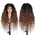 Synthetic Knotless Braided Wigs Full Lace Twist Hair Brown Faux Locs For Black Women 32 Inches Front Braided Wigs With Baby Hair