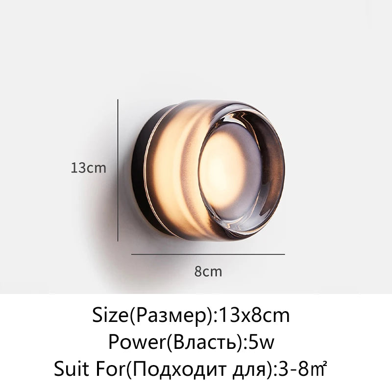 Modern Circular Wall Lamp LED Glass Wall Lamp Sconce Living Room Corridor Bedroom Bathroom Home Decoration Indoor Lighting