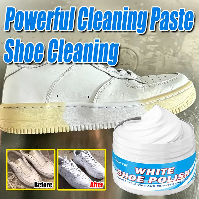 Farienne White Shoe Brightener Polish, Sneaker Cleaner Cream for Removing Yellowing & Restoring Shoe Whiteness