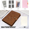 New Leather A5 Binder 6 Ring Binder Notebook - PU Leather Refillable Notebook with Binder Pockets, Dividers, Refill Paper