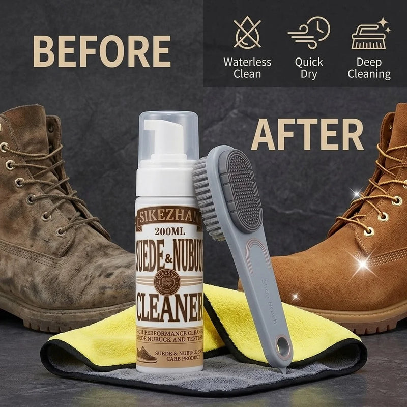 Premium Suede Nubuck Cleaning Kit Waterless Foam Shoe Cleaner Stain Remover Brush Care Set for Leather Sneaker UGG Winter Boots