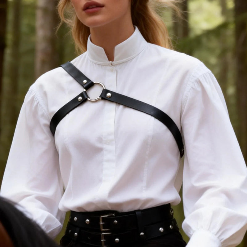 Punk Chest Women, Fashion Pu Leather Harness Belt, One Shoulder Suspenders Straps Rave Outfit.