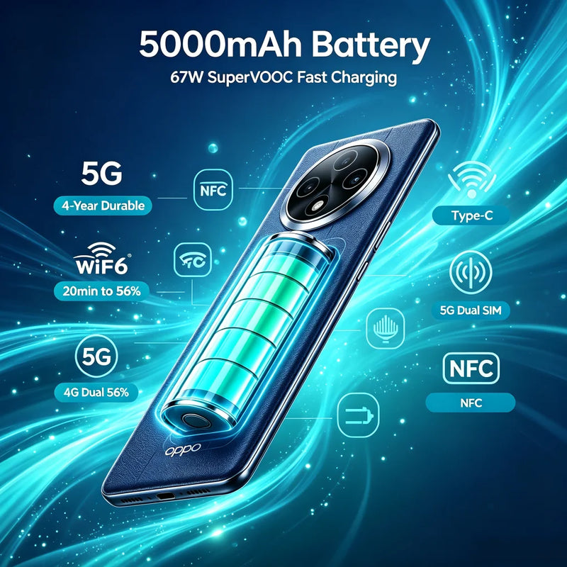 OPPO A3Pro 5G 2026 High-Speed 5G Smartphone with 5000mAh Battery 67W SUPERVOOC Fast Charge AI Dual Camera Official Authentic Pr