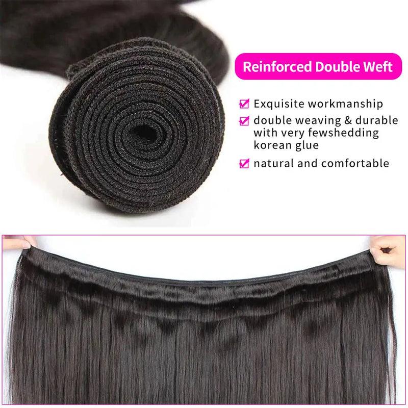Straight Bundles Human Hair Brazilian Remy Hair Extensions Natural Black Hair Weave Bundles