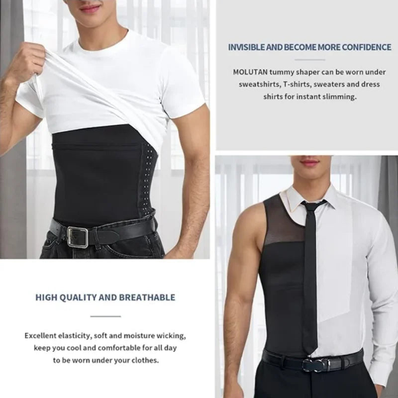 Men's Body Shaper Compression Vest Abdomen Shapewear Tummy Slimming Sheath Gynecomastia Shapers Corset Waist Trainer Fajas Tops