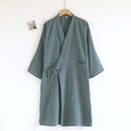 2026 New Men's 100% Cotton Gauze Bath Robes Loose Thin Japanese Kimono Pajamas for Men Casual Lace Up Bathrobes V-Neck Nightgown