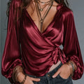 Fashion Satin Loose Elegant Women's Cardigan Shirt Spring And Autumn New Casual Pleated Thin Belt Female Office Shirt 2026