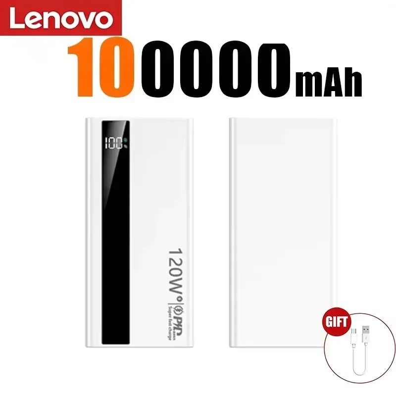 Lenovo 500000mAh 3C High Capacity PowerBank 120W Super Fast Charging Digital Display Portable External Battery For Xiaomi iPhone