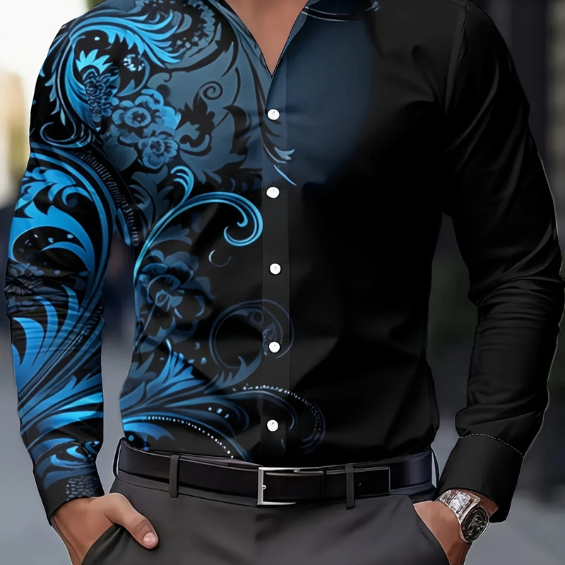 Men'S Stylish Red Floral Print Dress Shirt - Casual Long | SAMAG