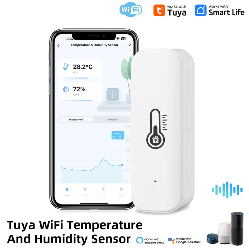 Tuya WiFi Temperature Humidity Sensor Smart Life Remote Monitor For Smart Home Work with Alexa Google Assistant
