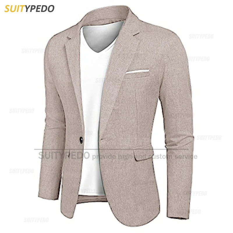 Fashion Navy Blue Jacket For Men Evening Dinner Formal Costumes Wedding Banquet Groomsman High Quality Slim Fit Blazer 1 Piece