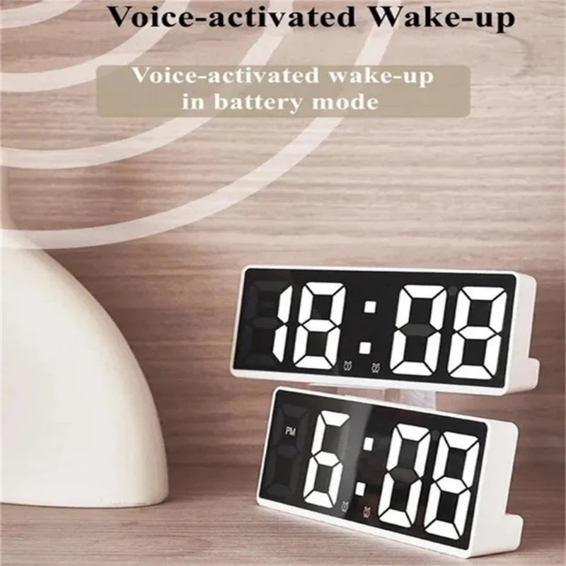 Simple Alarm Clock with LED Display, Large Screen Digital Clock, Bedside Clock for Bedroom, Fashionable Clock
