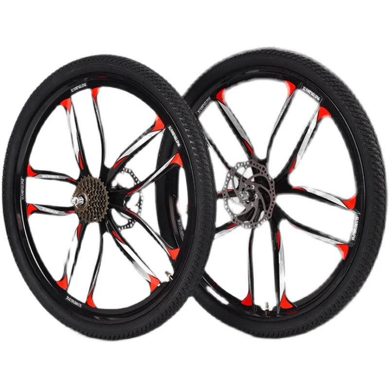 Mountain Bike Wheel Set  24 26 Inch One-Piece Wheel Rims Bicycle Wheels with Disc Brake And Shifting Function