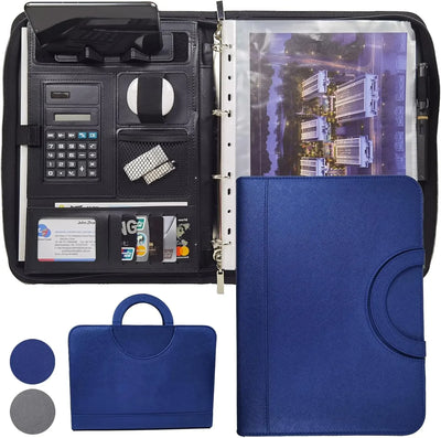 A4 Leather Portfolio Padfolio Refillable 4 - Ring Binder | SAMAG