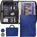 A4 Leather Portfolio Padfolio Refillable 4-Ring Binder with Zipper,Professional Business Document Organizer for Man Women with M