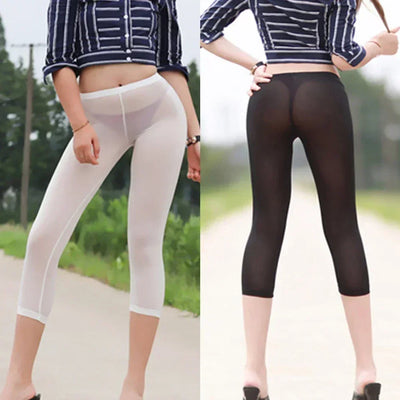 Transparent Women Ice Silk Cropped Pants High Elastic | SAMAG