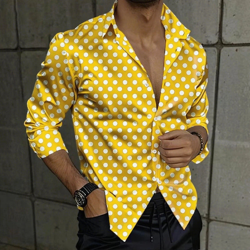 Men's multicolored Dot Geometric Pattern Dress Shirt | SAMAG