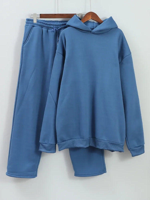 Solid Couple's Hooded Sweatshirt Casual Loose Sweatpants | SAMAG