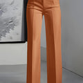 Women High Waisted Wide Leg Office Trousers, Solid Black - View 10 | SAMAG