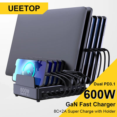 Ueetop 600W Multi USB Fast Charger 10-Port GaN PD 3.1 | SAMAG