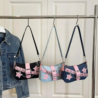 Fashion Women's Handbags Denim Stars Pattern Cool Girls | SAMAG